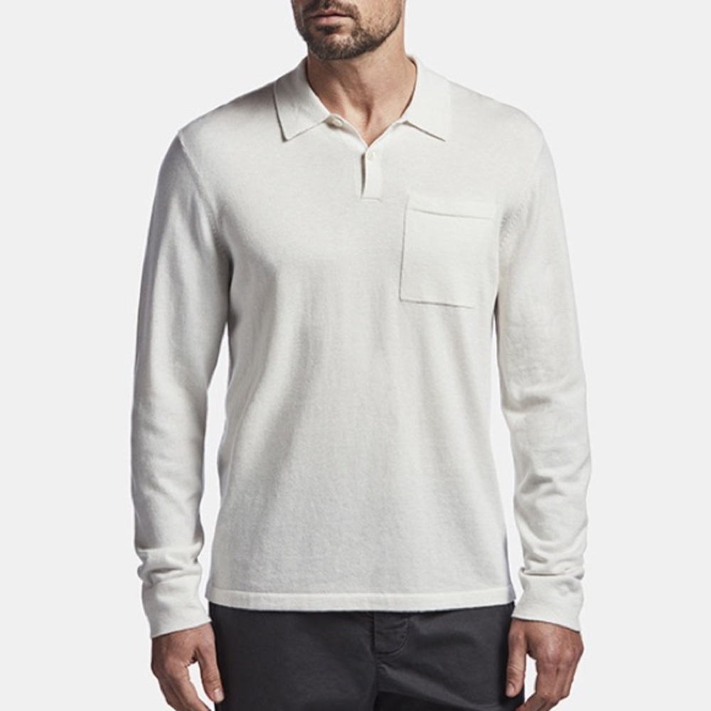 JAMES PERSE COTTON CASHMERE POLO SALT / IVORY SIZE 1
